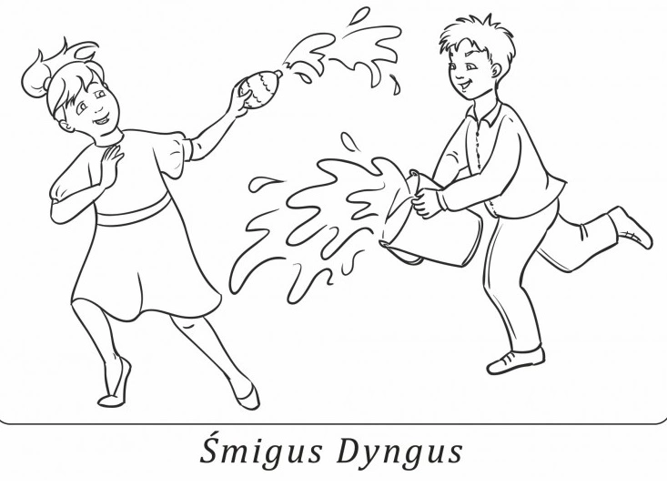 Coloring book boy and girl mummy dyngus
